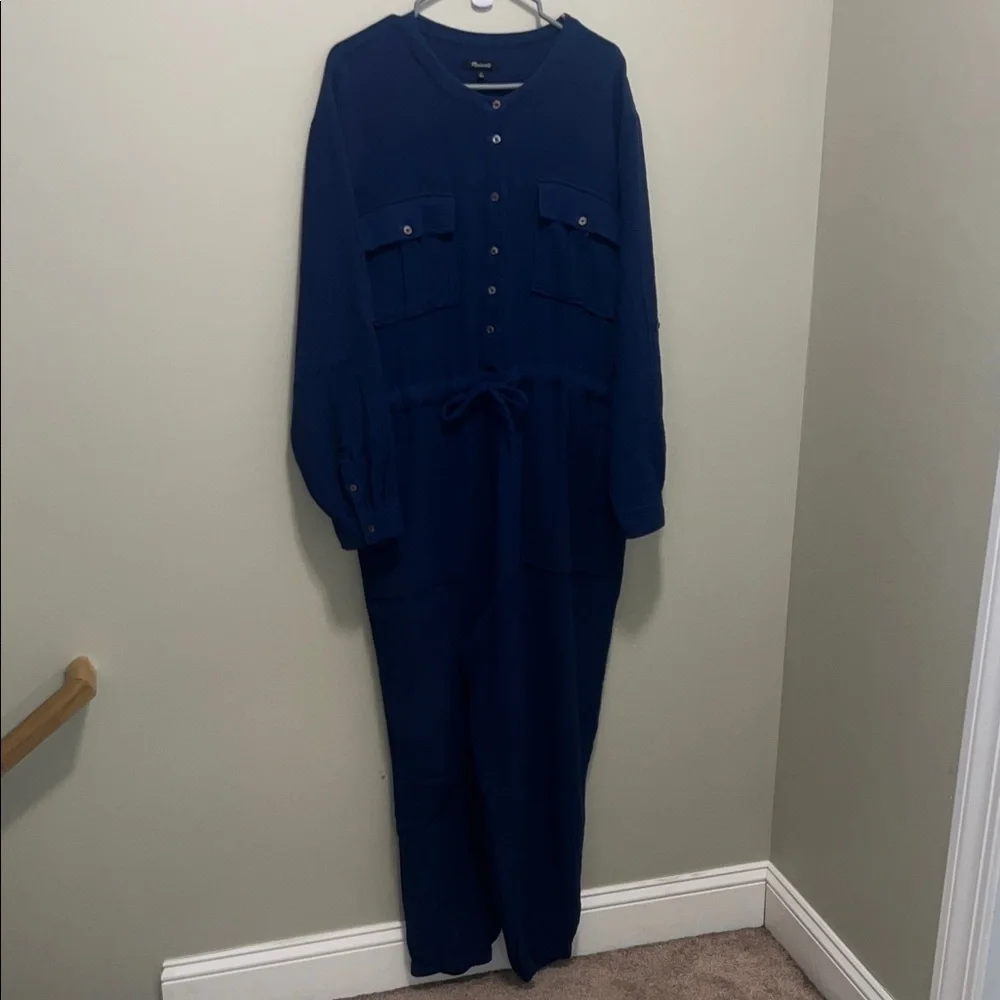 Madewell Navy Jumpsuit with Button Details - Picture 8 of 8